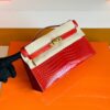Hermes Mini Kelly pochette Shiny Porosus crocodile Ferrari red Gold Hardware 22cm Full Handmade