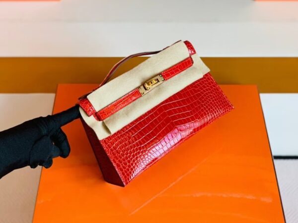 mmexport1677127403994-1024x768-1 Hermes Mini Kelly pochette Shiny Porosus crocodile Ferrari red Gold Hardware 22cm Full Handmade