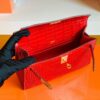 Hermes Mini Kelly pochette Shiny Porosus crocodile Ferrari red Gold Hardware 22cm Full Handmade