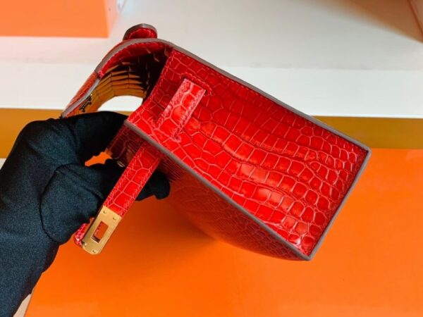 mmexport1677127415382-1024x768-1 Hermes Mini Kelly pochette Shiny Porosus crocodile Ferrari red Gold Hardware 22cm Full Handmade