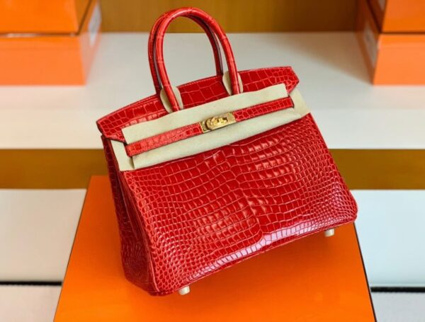 mmexport1678094138446-1024x777-1 Hermes Birkin Shiny Porosus crocodile Ferrari red Gold Hardware 25cm Full Handmade