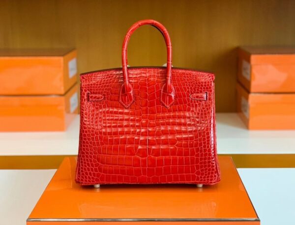 mmexport1678094143156-1024x783-1 Hermes Birkin Shiny Porosus crocodile Ferrari red Gold Hardware 25cm Full Handmade