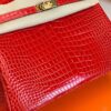 Hermes Birkin Shiny Porosus crocodile Ferrari red Gold Hardware 25cm Full Handmade