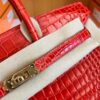 Hermes Birkin Shiny Porosus crocodile Ferrari red Gold Hardware 25cm Full Handmade
