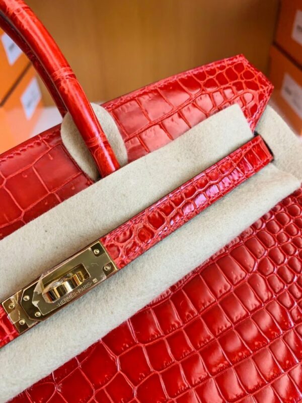 mmexport1678094146830-768x1024-1 Hermes Birkin Shiny Porosus crocodile Ferrari red Gold Hardware 25cm Full Handmade