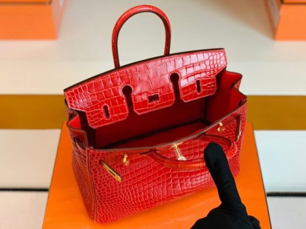 mmexport1678094151155-1024x768-1 Hermes Birkin Shiny Porosus crocodile Ferrari red Gold Hardware 25cm Full Handmade