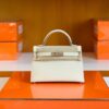 Hermes Mini Kelly II Sellier Epsom ck10 craie white Silver Hardware 19cm Full Handmade
