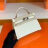 Hermes Mini Kelly II Sellier Epsom ck10 craie white Silver Hardware 19cm Full Handmade