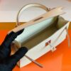 Hermes Mini Kelly II Sellier Epsom ck10 craie white Silver Hardware 19cm Full Handmade