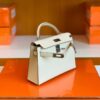 Hermes Mini Kelly II Sellier Epsom ck10 craie white Silver Hardware 19cm Full Handmade