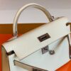 Hermes Mini Kelly II Sellier Epsom ck10 craie white Silver Hardware 19cm Full Handmade