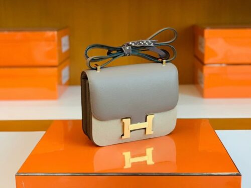 Hermes Constance Epsom M8 Griss Asphalte Gold Hardware 18cm Full Handmade