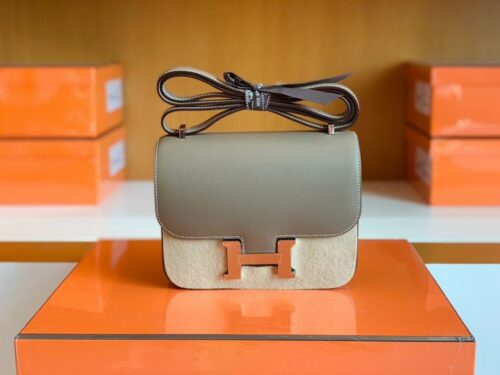 Hermes Constance Swift Etoupe Grey Silver Hardware 18cm Full Handmade