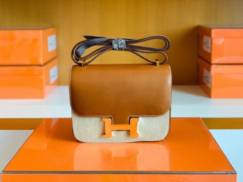 Hermes Constance Barenia Golden Brown Gold Hardware 18cm Full Handmade