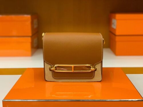 Hermes Roulis evercolor Golden Brown Gold Hardware 18cm Full Handmade