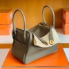 Hermes Lindy TC Leather Etoupe Grey Gold Hardware 26cm Full Handmade