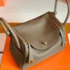 Hermes Lindy TC Leather Etoupe Grey Gold Hardware 26cm Full Handmade