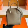 Hermes Lindy TC Leather Etoupe Grey Gold Hardware 26cm Full Handmade