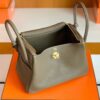 Hermes Lindy TC Leather Etoupe Grey Gold Hardware 26cm Full Handmade