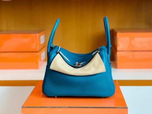 Hermes Lindy TC Leather Izmir blue Silver Hardware 26cm Full Handmade