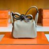 Hermes Mini Lindy TC Leather Griss Gold Hardware 19cm Full Handmade