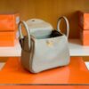 Hermes Mini Lindy TC Leather Griss Gold Hardware 19cm Full Handmade
