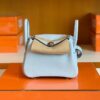 Hermes Mini Lindy TC Leather Light Blue Silver Hardware 20cm Full Handmade