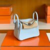 Hermes Mini Lindy TC Leather Light Blue Silver Hardware 20cm Full Handmade
