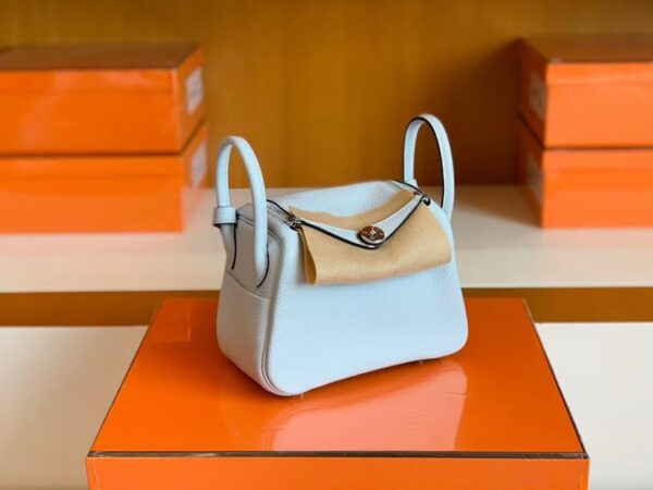 mmexport1678098808070-1024x768-1 Hermes Mini Lindy TC Leather Light Blue Silver Hardware 20cm Full Handmade