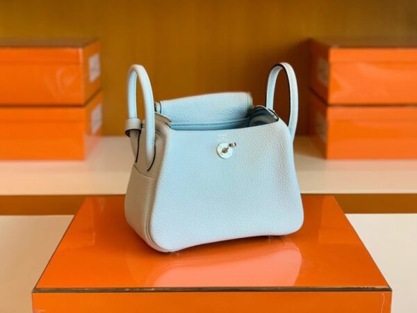 mmexport1678098814855-1024x768-1 Hermes Mini Lindy TC Leather Light Blue Silver Hardware 20cm Full Handmade