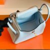 Hermes Mini Lindy TC Leather Light Blue Silver Hardware 20cm Full Handmade