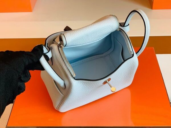 mmexport1678098816190-1024x768-1 Hermes Mini Lindy TC Leather Light Blue Silver Hardware 20cm Full Handmade