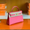 Hermes Mini Kelly Epsom 8W Rose Pink Gold Hardware 18cm Full Handmade