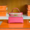 Hermes Mini Kelly Epsom 8W Rose Pink Gold Hardware 18cm Full Handmade