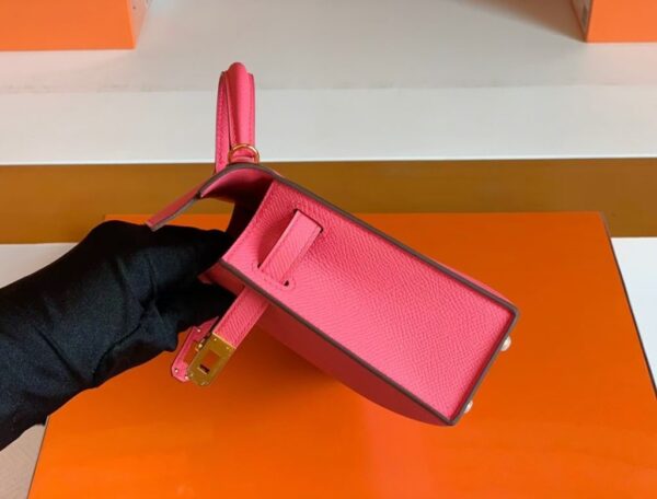 Hermes Mini Kelly Epsom 8W Rose Pink Gold Hardware 18cm Full Handmade