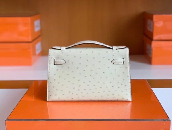 mmexport1678098893202-1024x776-1 Hermes Mini Kelly pochette Ostrich White wool Gold Hardware 22cm Full Handmade