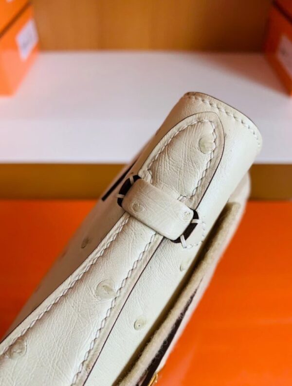mmexport1678098897009-774x1024-1 Hermes Mini Kelly pochette Ostrich White wool Gold Hardware 22cm Full Handmade