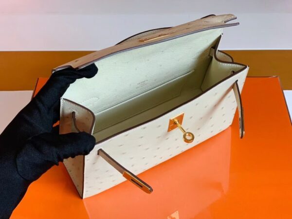 mmexport1678098899682-1024x768-1 Hermes Mini Kelly pochette Ostrich White wool Gold Hardware 22cm Full Handmade