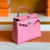 Hermes Kelly Matte Alligator 5P sakura pink Silver Hardware 25cm Full Handmade