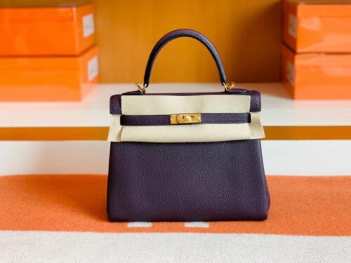 Hermes Kelly Togo 59 grape purple Gold Hardware 25cm Full Handmade