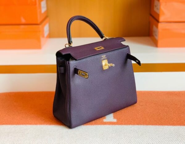 mmexport1679281218760-1024x795-1 Hermes Kelly Togo 59 grape purple Gold Hardware 25cm Full Handmade