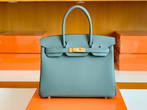 Hermes Birkin Epsom 63 Almond green Gold Hardware 30cm Full Handmade