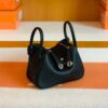 Hermes Mini Lindy Togo Black Silver Hardware 19cm Full Handmade