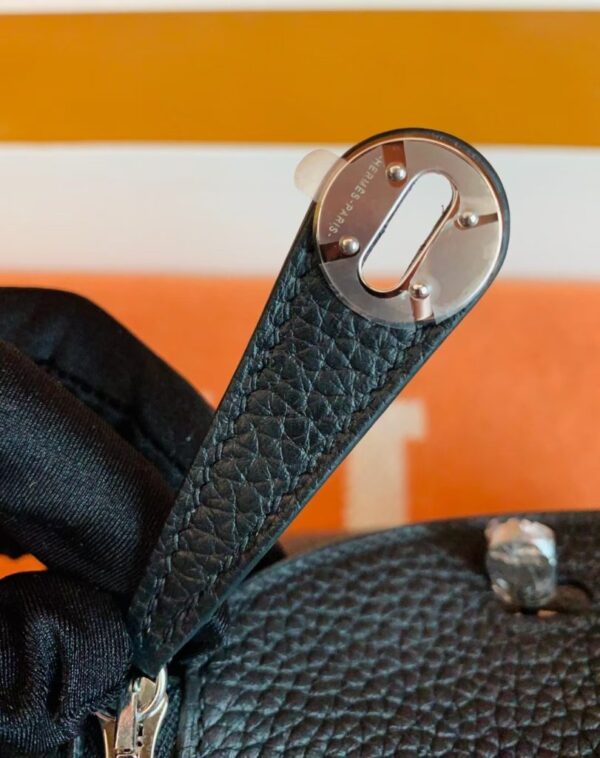 Hermes Mini Lindy Togo Black Silver Hardware 19cm Full Handmade