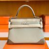 Hermes Kelly swift Etoupe Grey & Trench Grey Silver Hardware 32cm Full Handmade