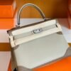 Hermes Kelly swift Etoupe Grey & Trench Grey Silver Hardware 32cm Full Handmade