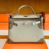 Hermes Kelly swift Etoupe Grey & Trench Grey Silver Hardware 32cm Full Handmade