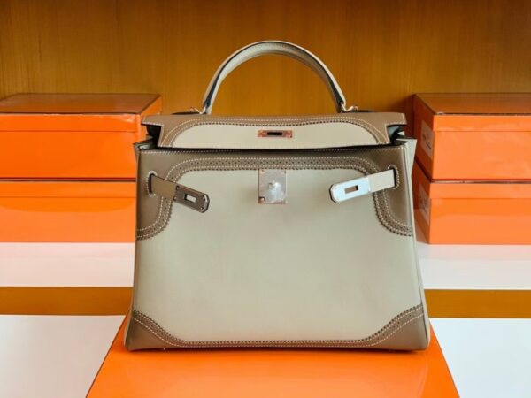 mmexport1679281525967-1024x768-1 Hermes Kelly swift Etoupe Grey & Trench Grey Silver Hardware 32cm Full Handmade
