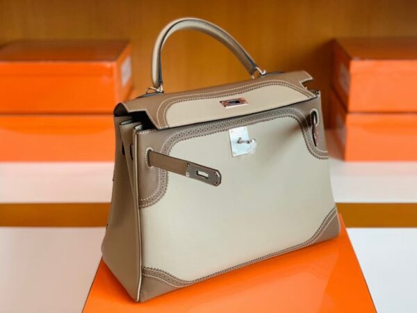 mmexport1679281527565-1024x768-1 Hermes Kelly swift Etoupe Grey & Trench Grey Silver Hardware 32cm Full Handmade