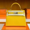 Hermes Kelly Epsom 9D Amber yellow Silver Hardware 28cm Full Handmade